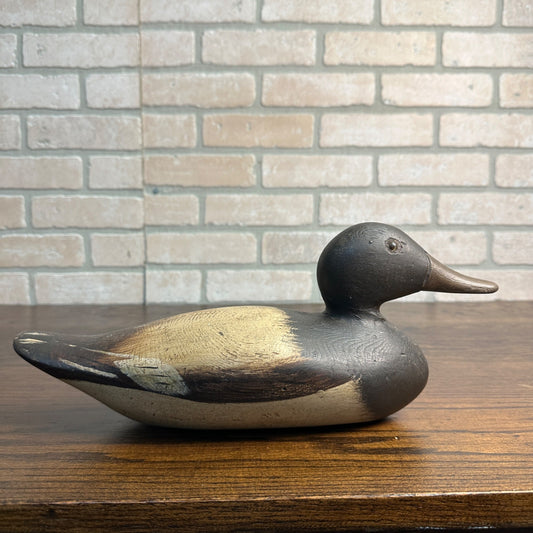 1880s Bluebill Dodge Duck Wooden Decoy Restored Repainted