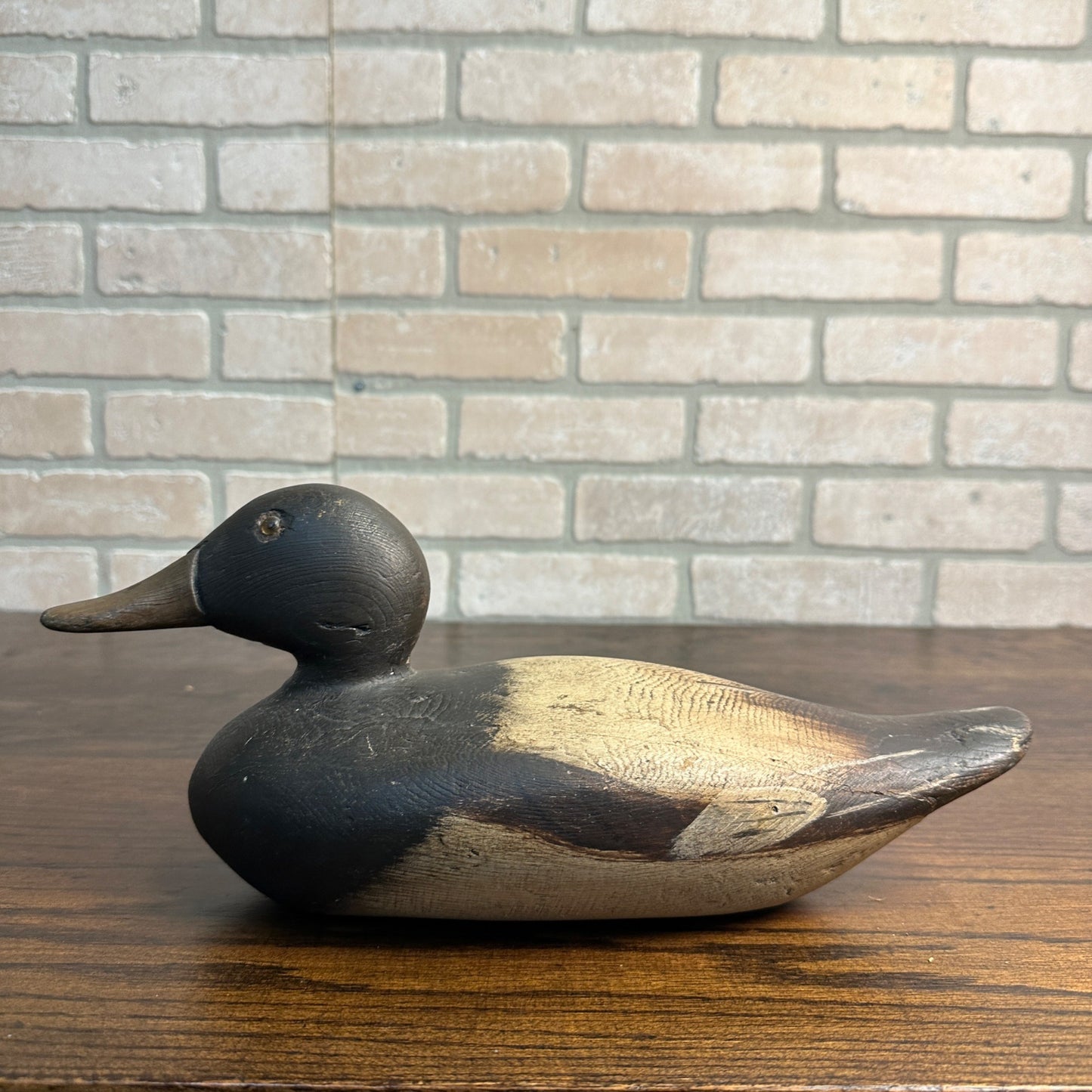 1880s Bluebill Dodge Duck Wooden Decoy Restored Repainted