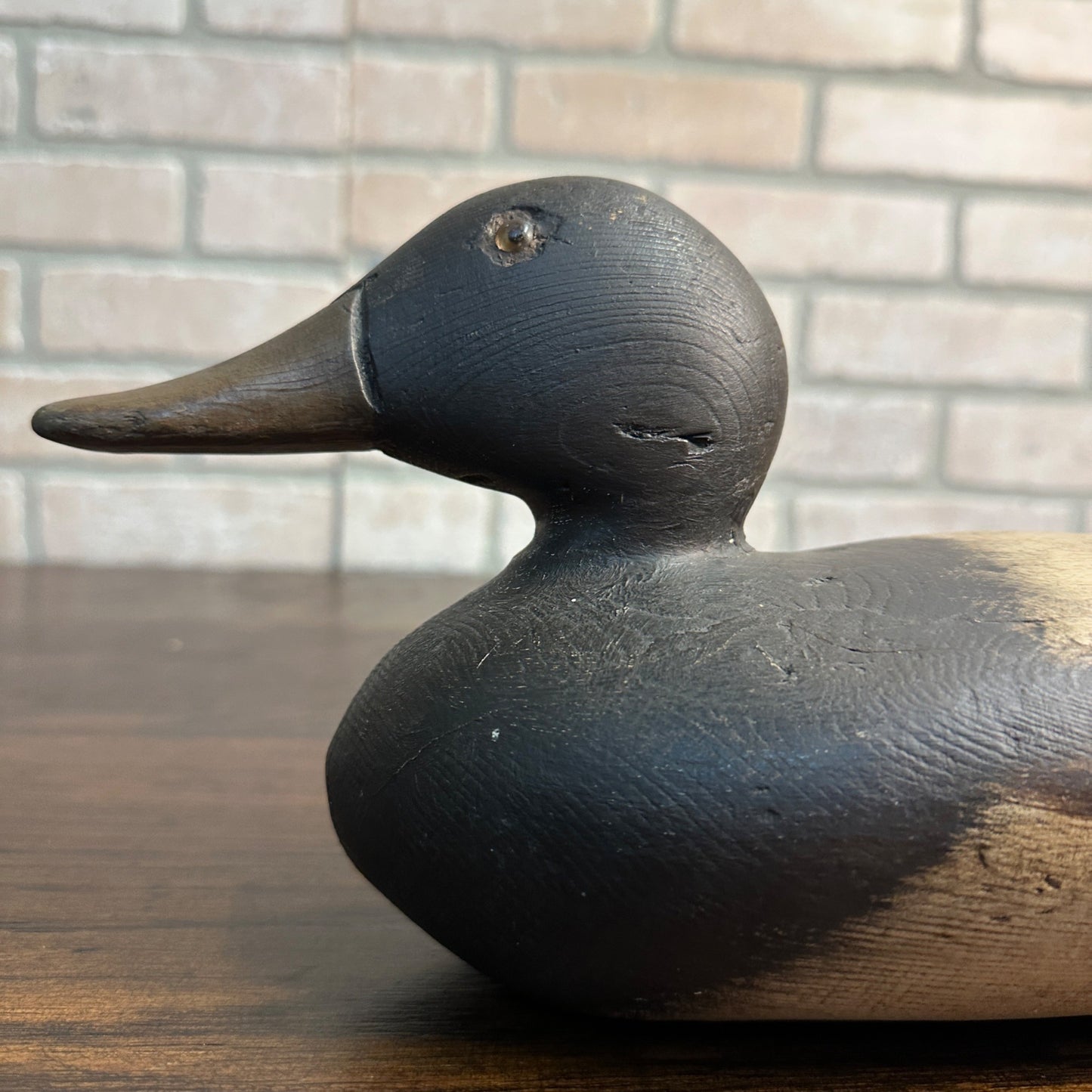 1880s Bluebill Dodge Duck Wooden Decoy Restored Repainted