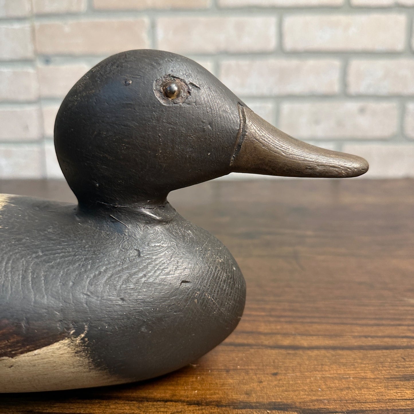 1880s Bluebill Dodge Duck Wooden Decoy Restored Repainted