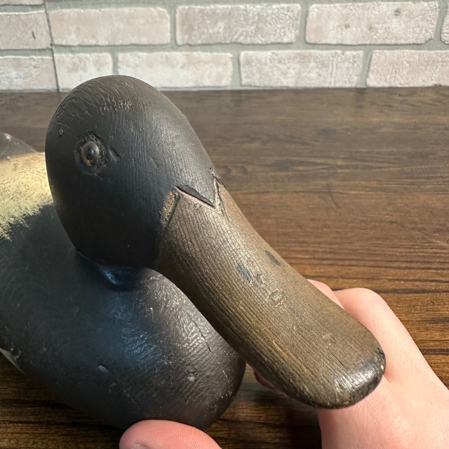 1880s Bluebill Dodge Duck Wooden Decoy Restored Repainted