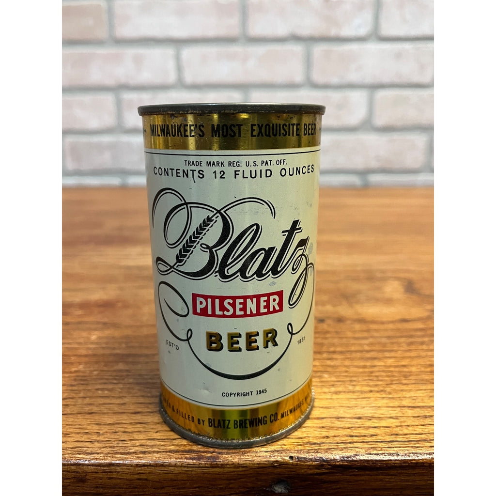 Blatz Pilsner Beer Flat Top Can Milwaukee 1945 - Excellent