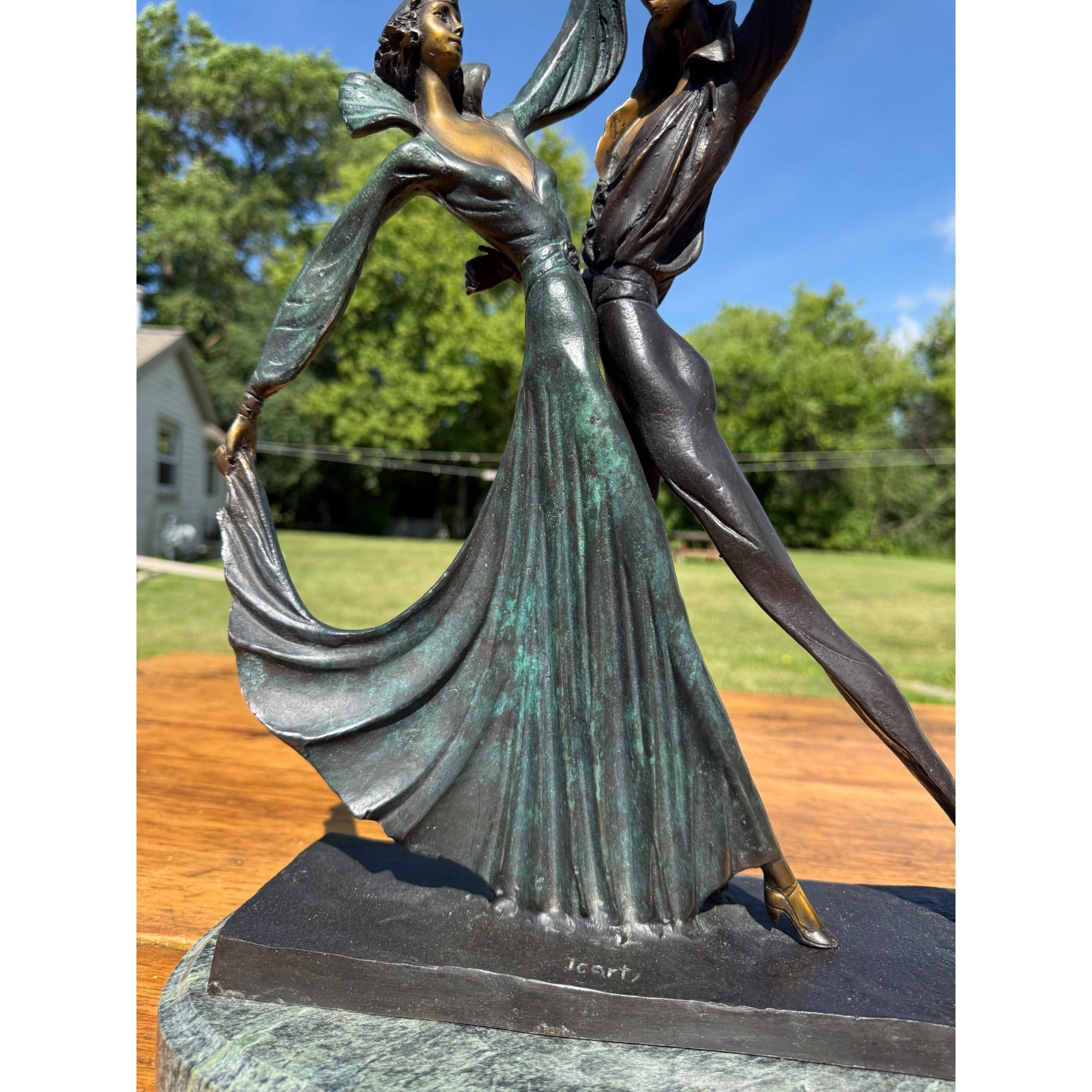 Vintage Louis Icart Bronze/Marble "The Tango" Art Statue Sculpture