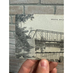 Vintage Wagon Bridge River Woodville OH Ohio Postcard 1914