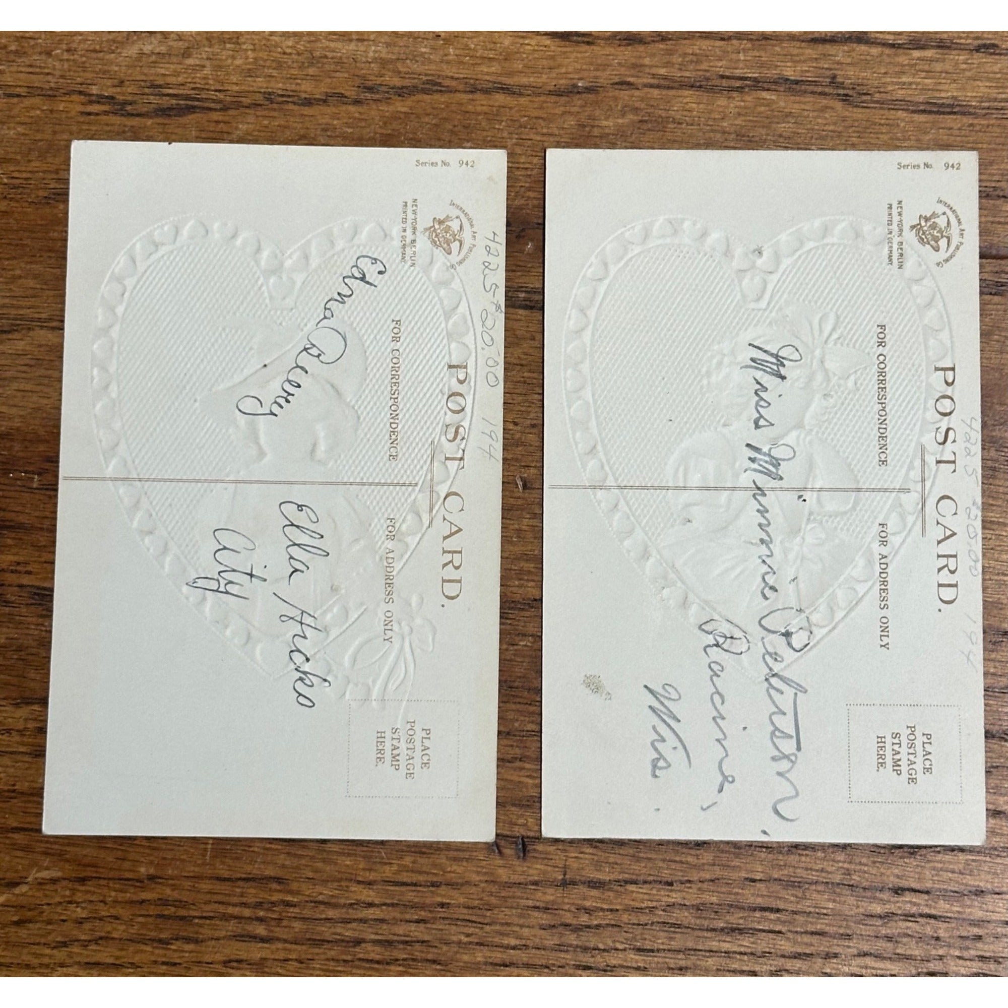 Vintage Ellen Clapsaddle Artist Signed Postcards (2) Valentines Day Series #942