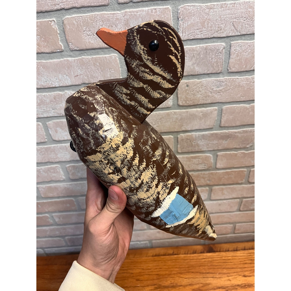 Vintage Wooden Duck Decoys Hand Carved & Painted Folky Mallard Hen Pair