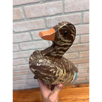 Vintage Wooden Duck Decoys Hand Carved & Painted Folky Mallard Hen Pair