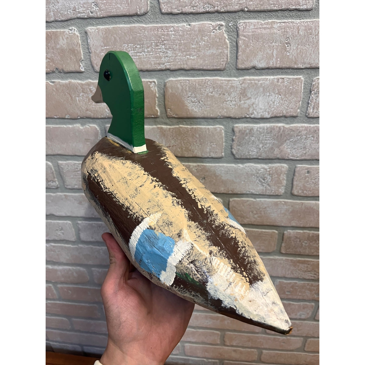 Vintage Wooden Duck Decoys Hand Carved & Painted Folky Mallard Hen Pair