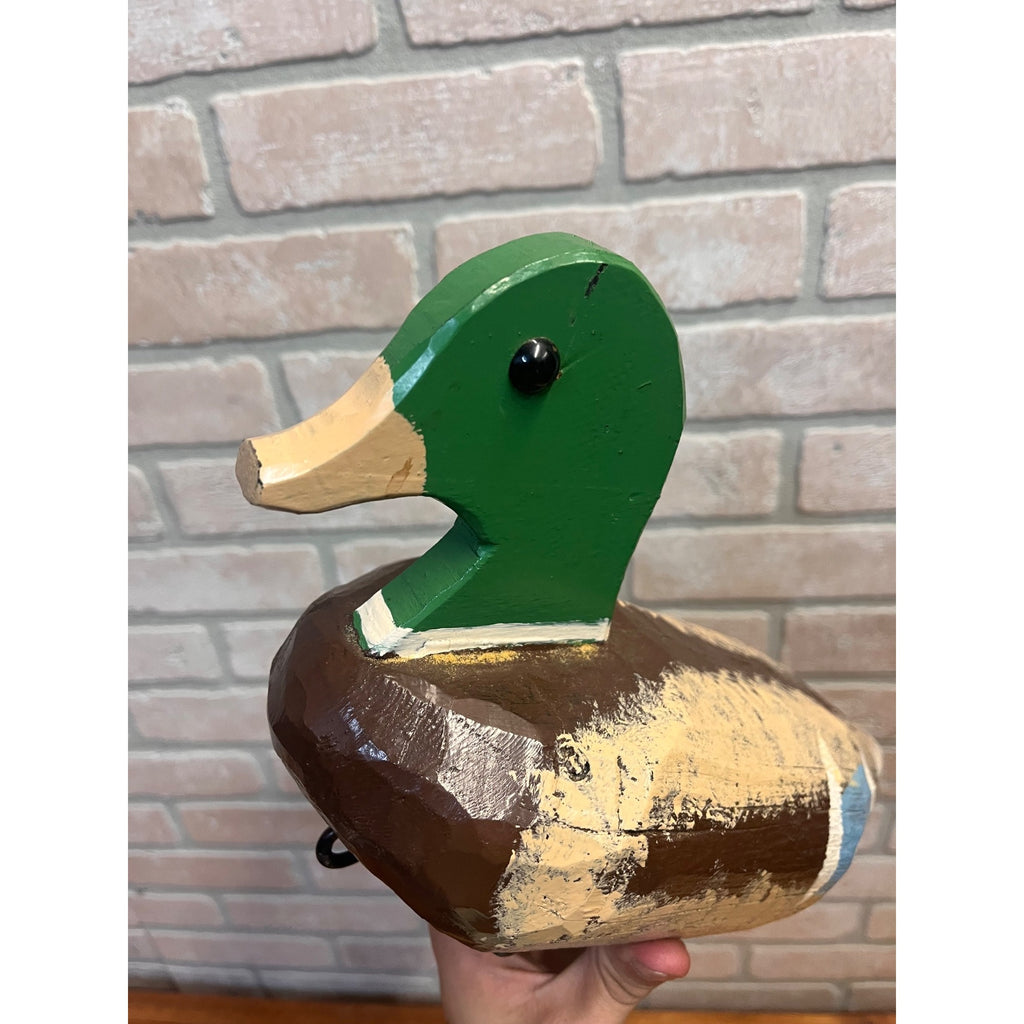 Vintage Wooden Duck Decoys Hand Carved & Painted Folky Mallard Hen Pair