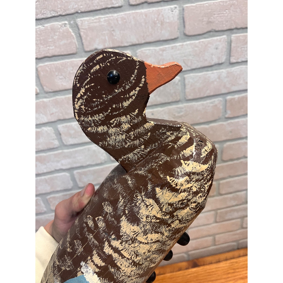 Vintage Wooden Duck Decoys Hand Carved & Painted Folky Mallard Hen Pair