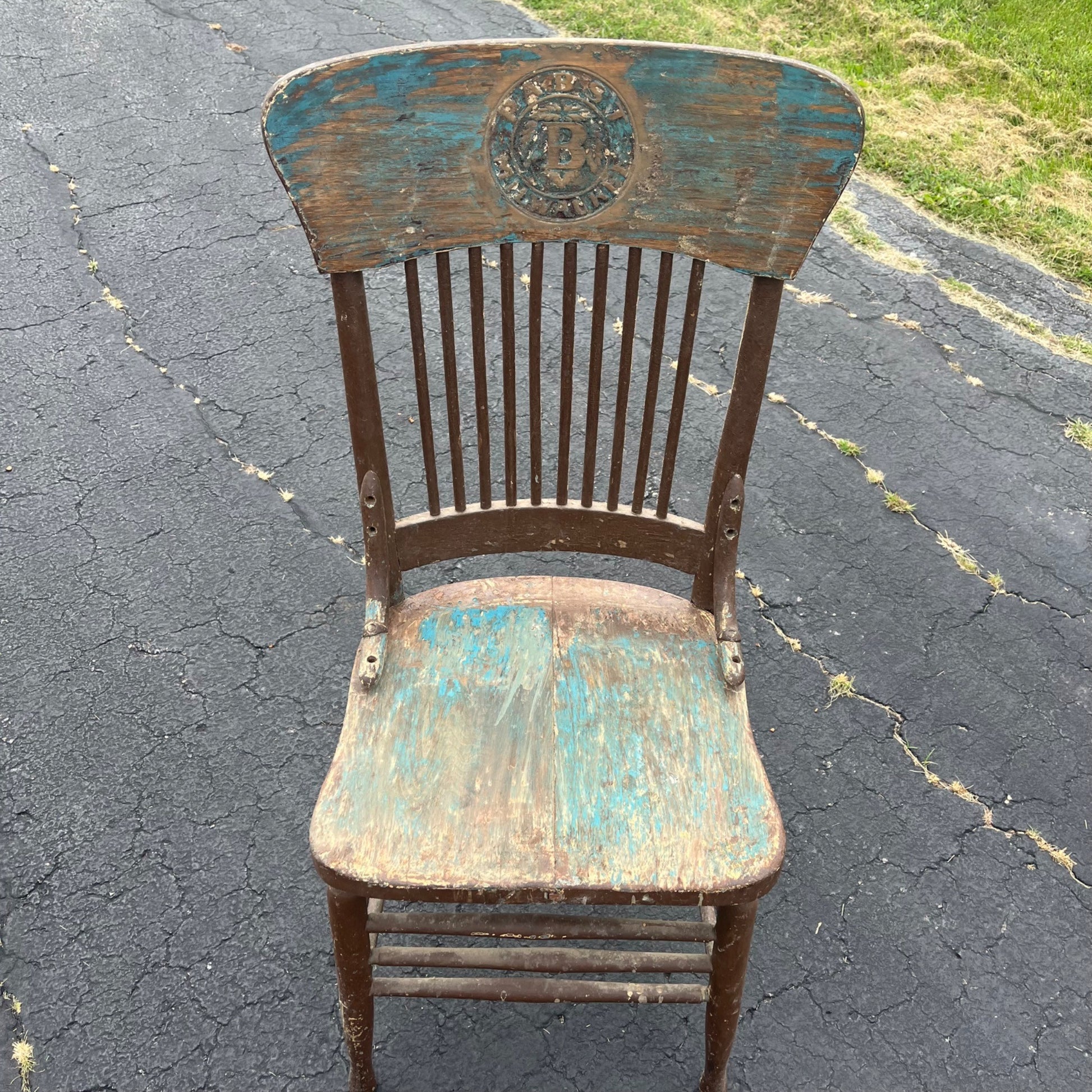 Antique Pabst Beer Brewery Milwaukee Wis Pre-Prohibition Saloon Tavern Oak Chair Pressed Back