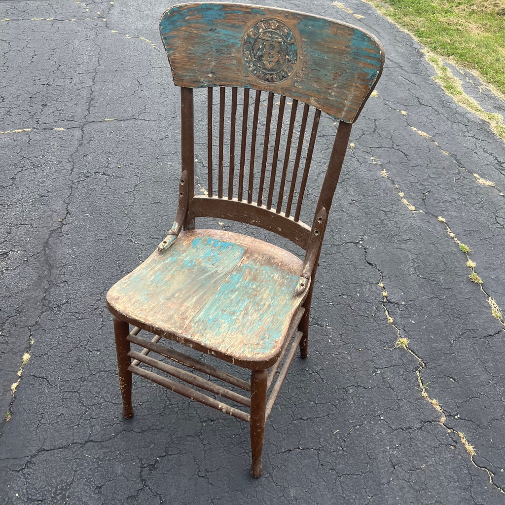 Antique Pabst Beer Brewery Milwaukee Wis Pre-Prohibition Saloon Tavern Oak Chair Pressed Back