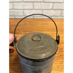 Antique Primitive Gray Enamel Graniteware Lidded Berry Bucket / Berry Pail / Farmhouse Decor/ Miniature