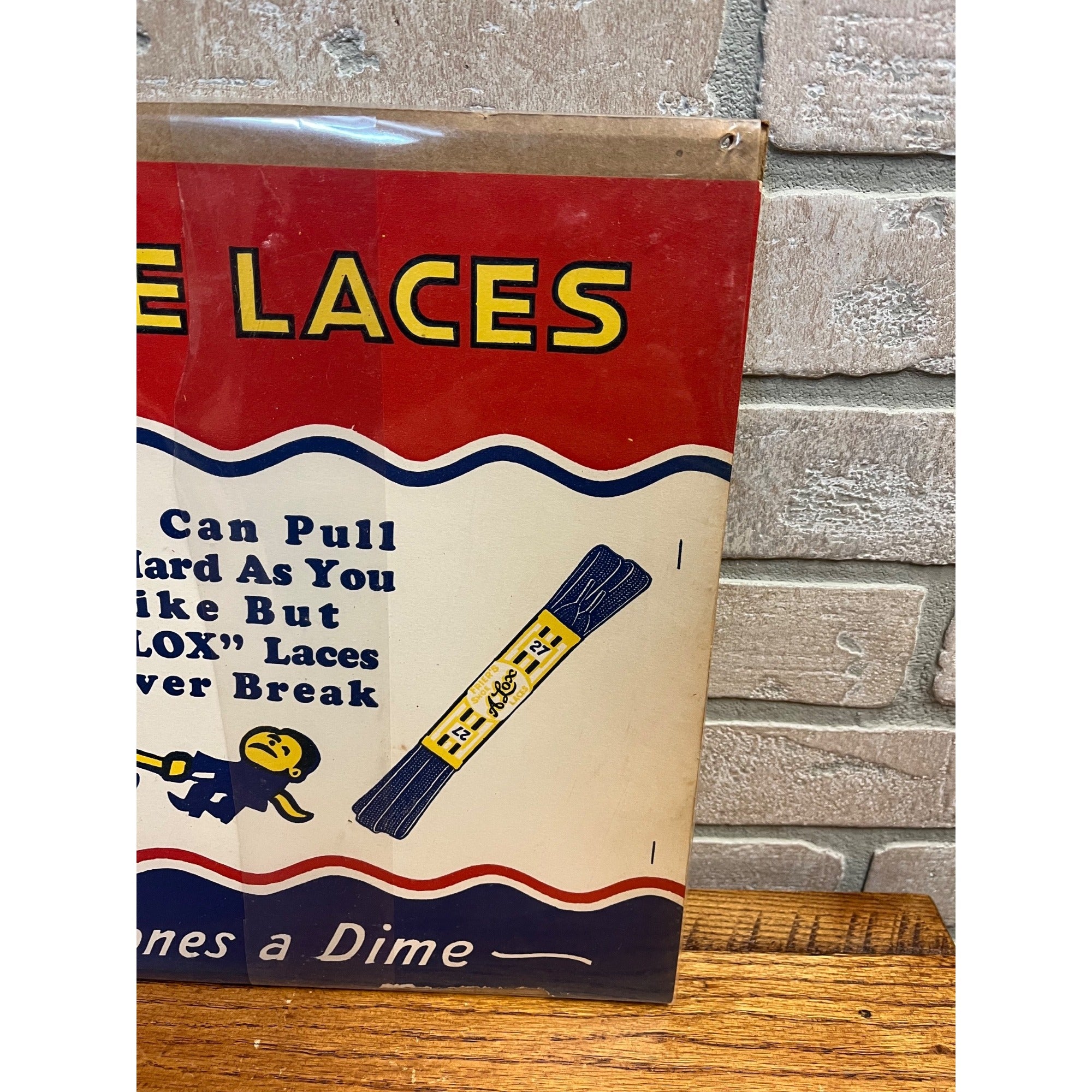 Vintage 1930s Wear Alox Shoe Laces Store Display Advertising Sign Cardstock Litho