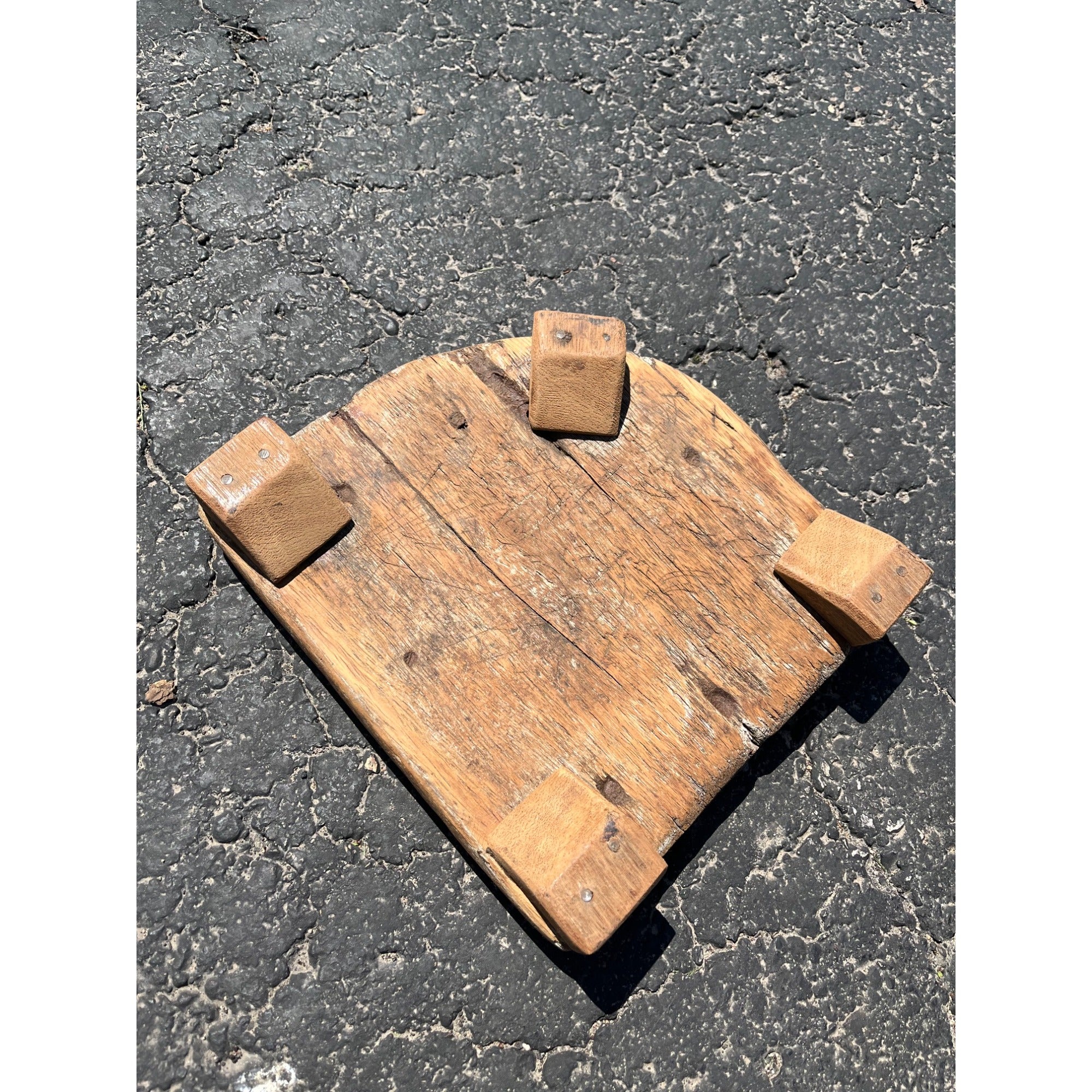 Antique Primitive 1800s Wooden Butcher Block Cutting Board w/ Wood Mallet OOAK