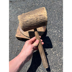Antique Primitive 1800s Wooden Butcher Block Cutting Board w/ Wood Mallet OOAK