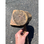 Antique Primitive 1800s Wooden Butcher Block Cutting Board w/ Wood Mallet OOAK