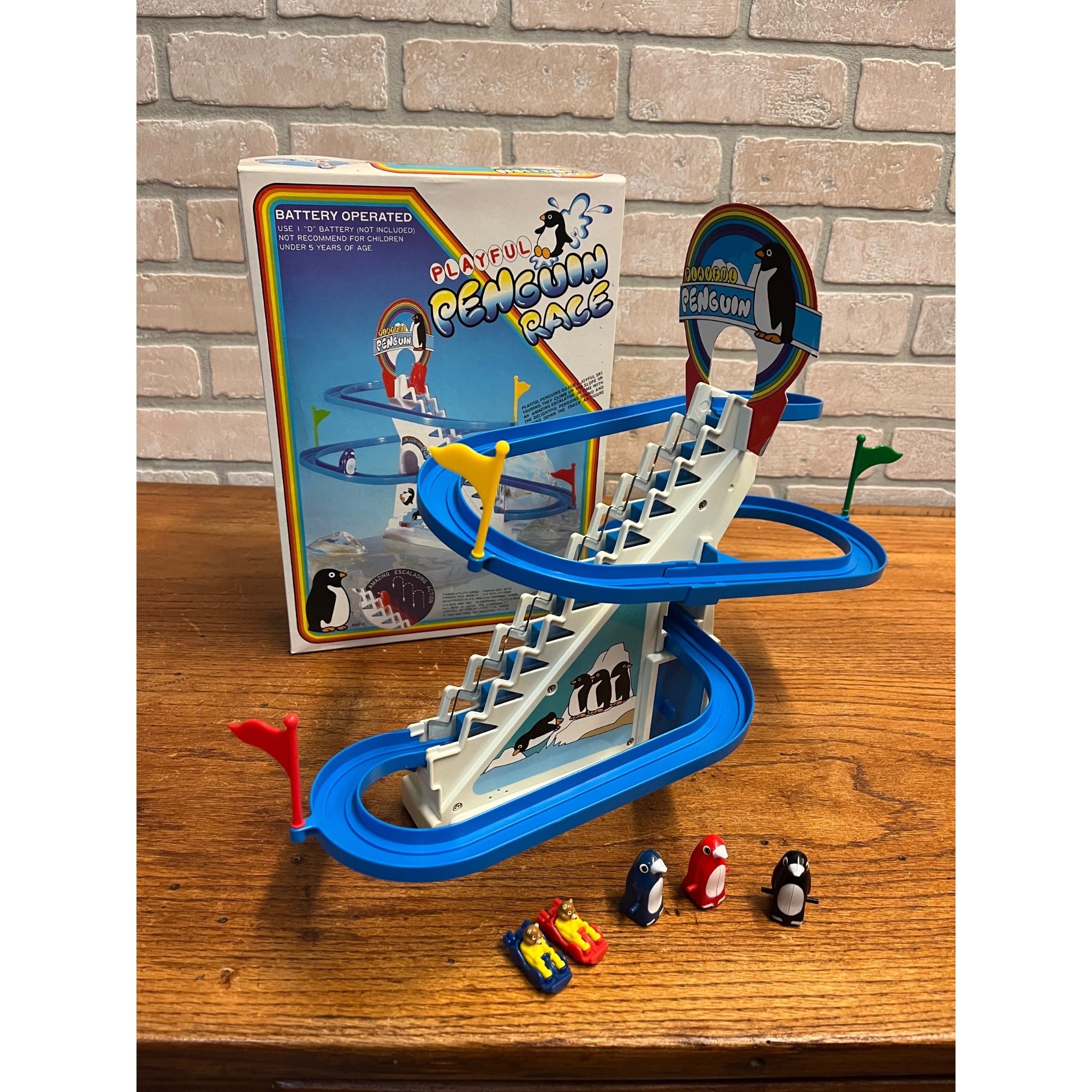 Vintage 1983 Playful Penguin Race Toy w/ Original Box - Non-Working