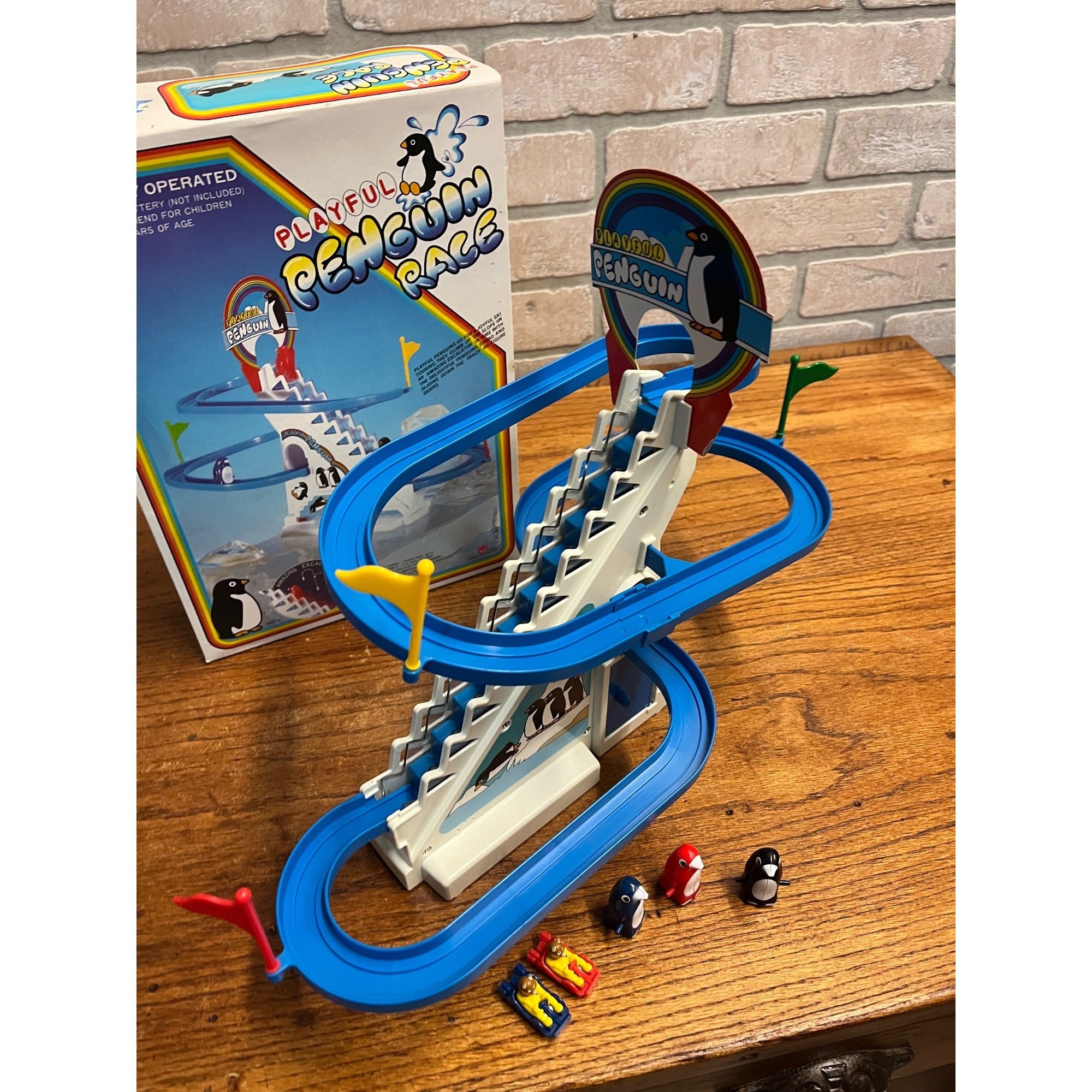 Vintage 1983 Playful Penguin Race Toy w/ Original Box - Non-Working