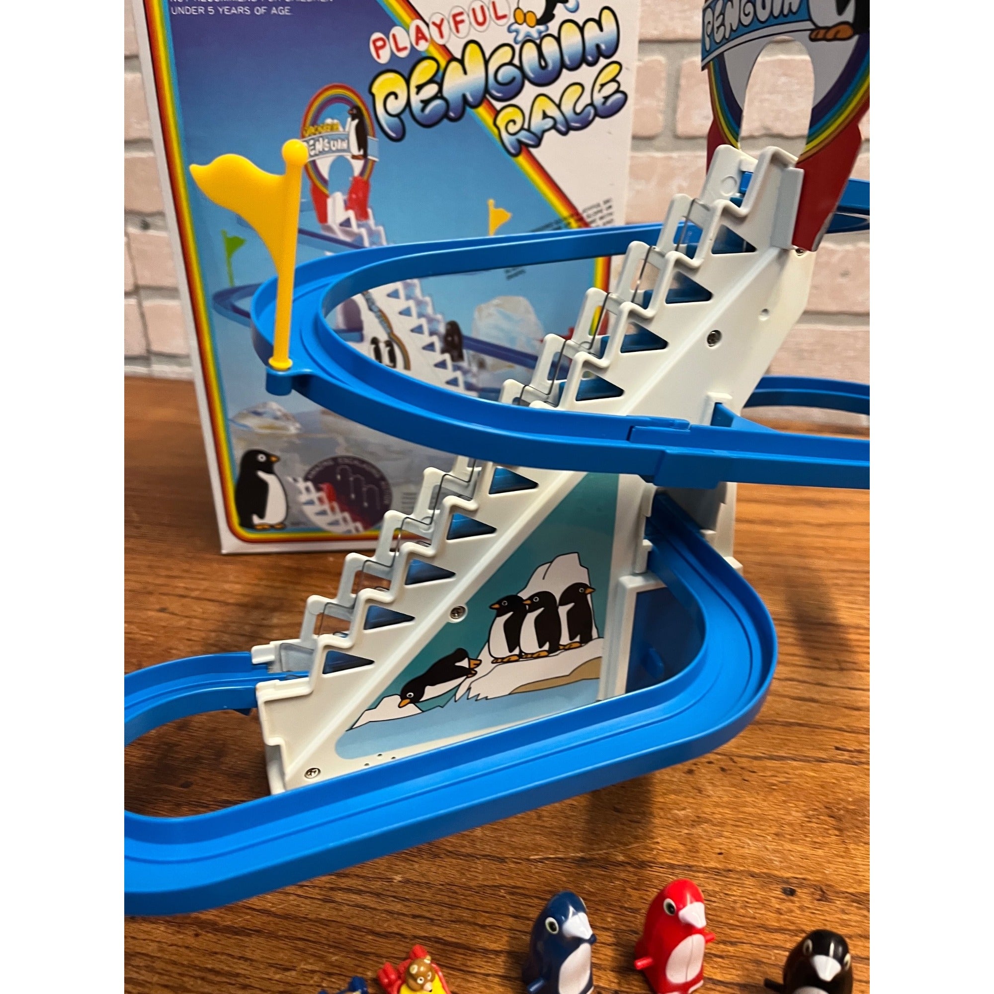 Vintage 1983 Playful Penguin Race Toy w/ Original Box - Non-Working