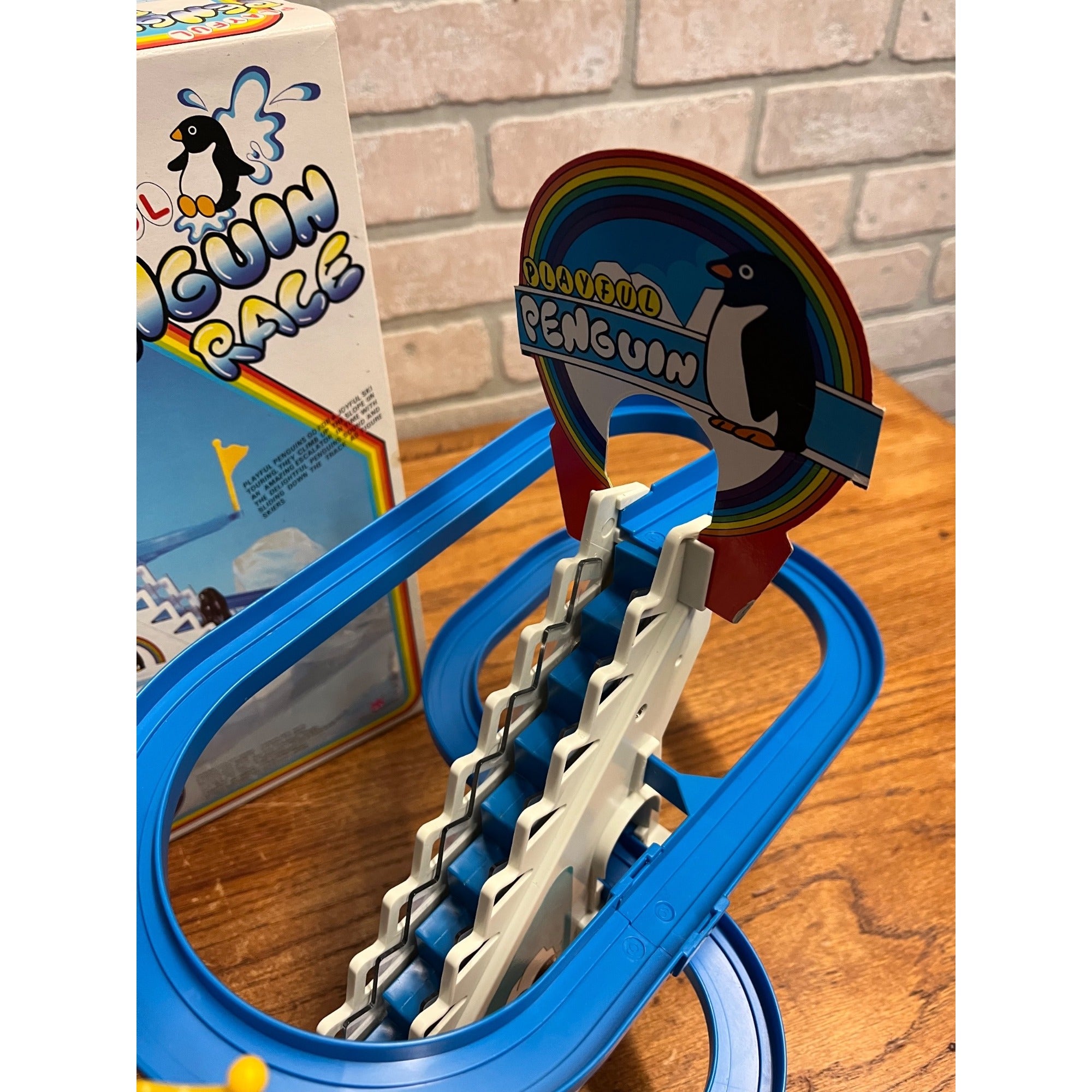 Vintage 1983 Playful Penguin Race Toy w/ Original Box - Non-Working