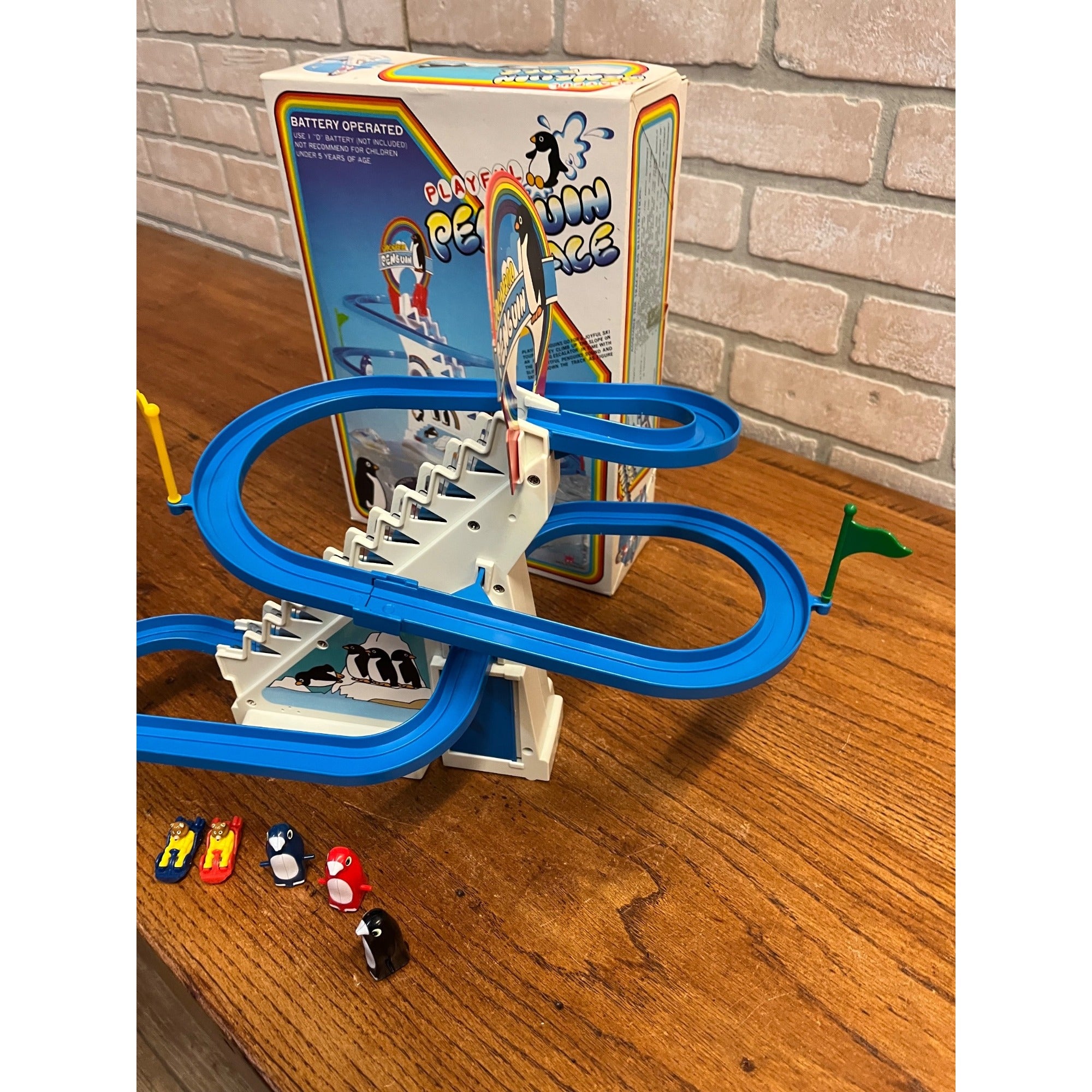 Vintage 1983 Playful Penguin Race Toy w/ Original Box - Non-Working