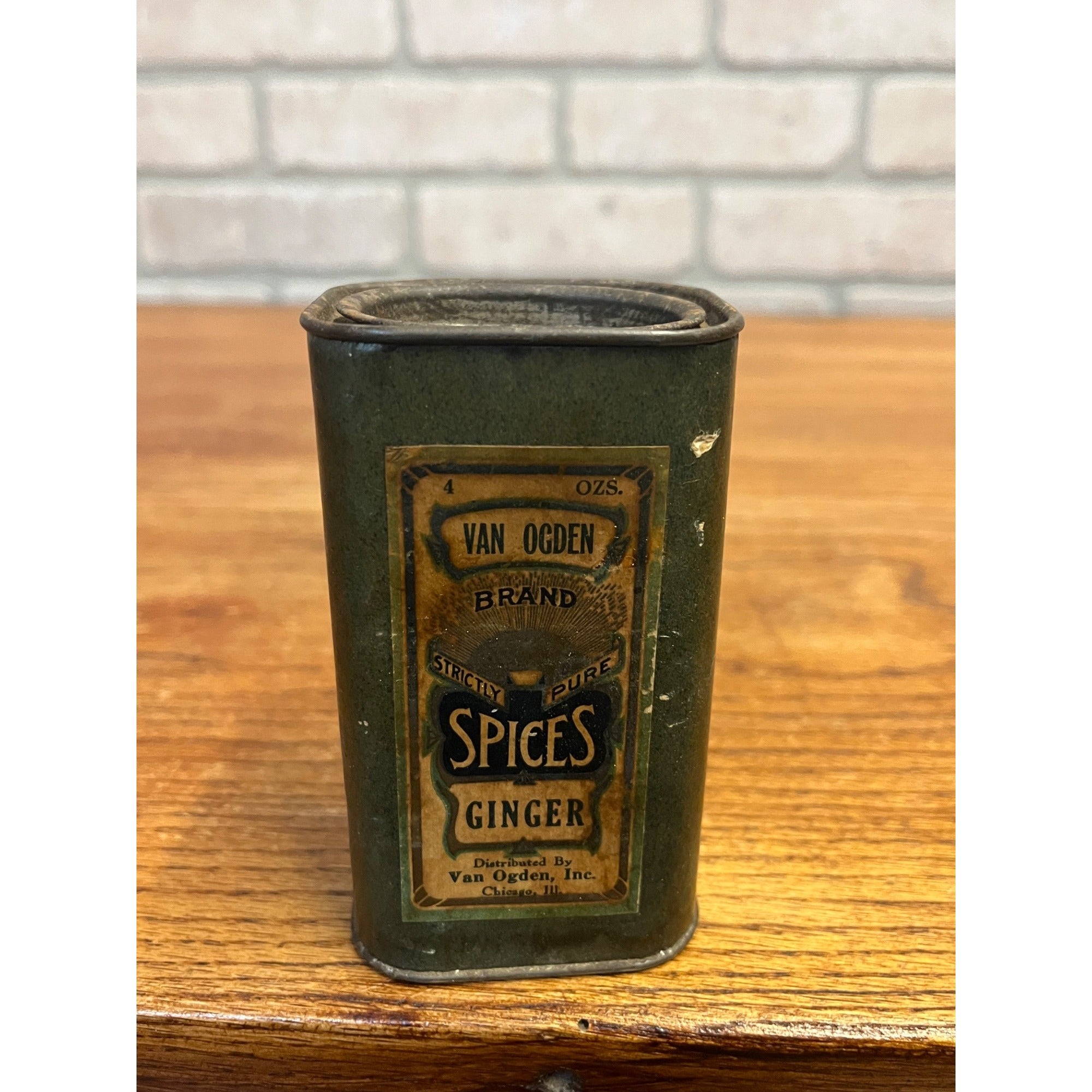 Vintage 1900s Early Spice Tin Van Odgen Advertising Ginger