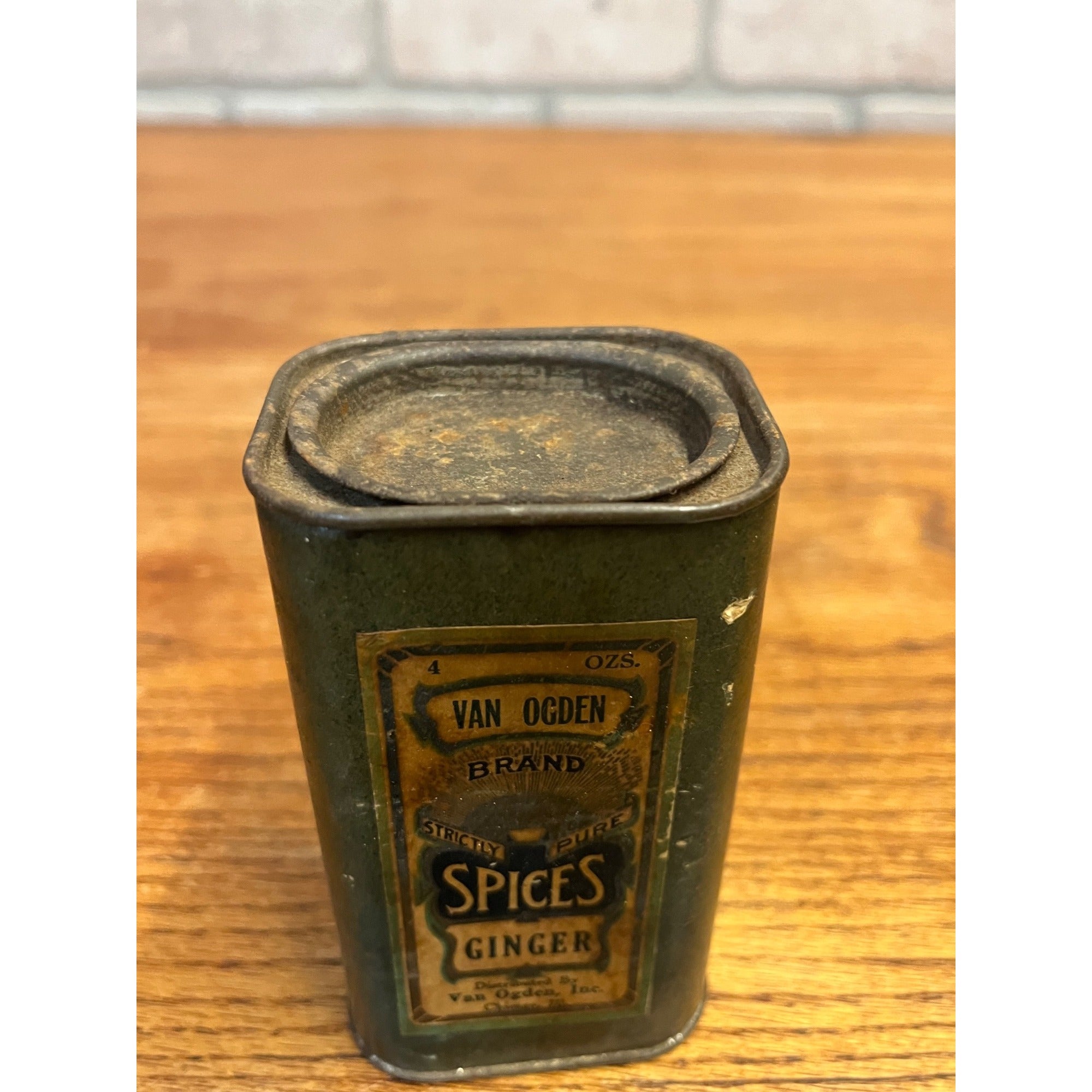 Vintage 1900s Early Spice Tin Van Odgen Advertising Ginger