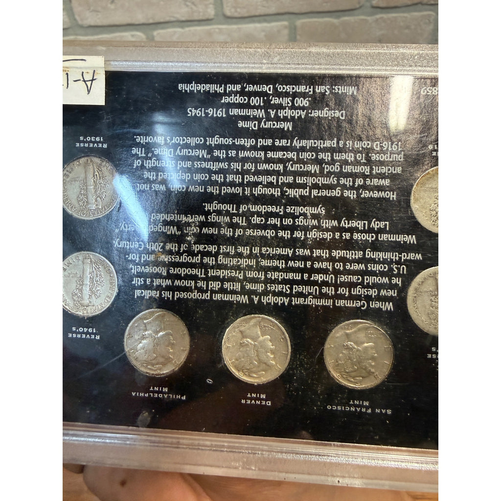 The Legend of the Silver Mercury Dime Display Set 90% Silver Coins