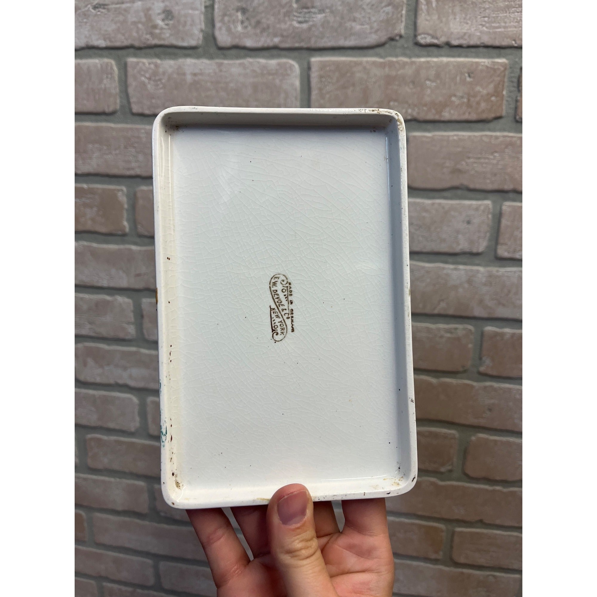 Antique Vintage E.W. Devoe & Co. "Elaroo" Porcelain Painters Tray Palette w/ Lid