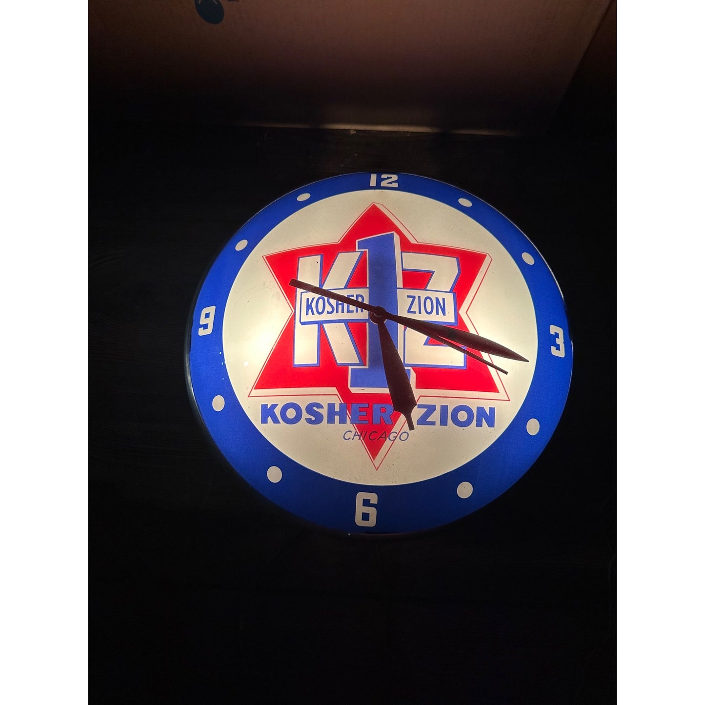 RARE Vintage 1950s Kosher Zion Meat Products Lighted Advertising Wall Clock