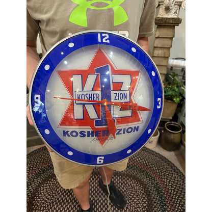 RARE Vintage 1950s Kosher Zion Meat Products Lighted Advertising Wall Clock