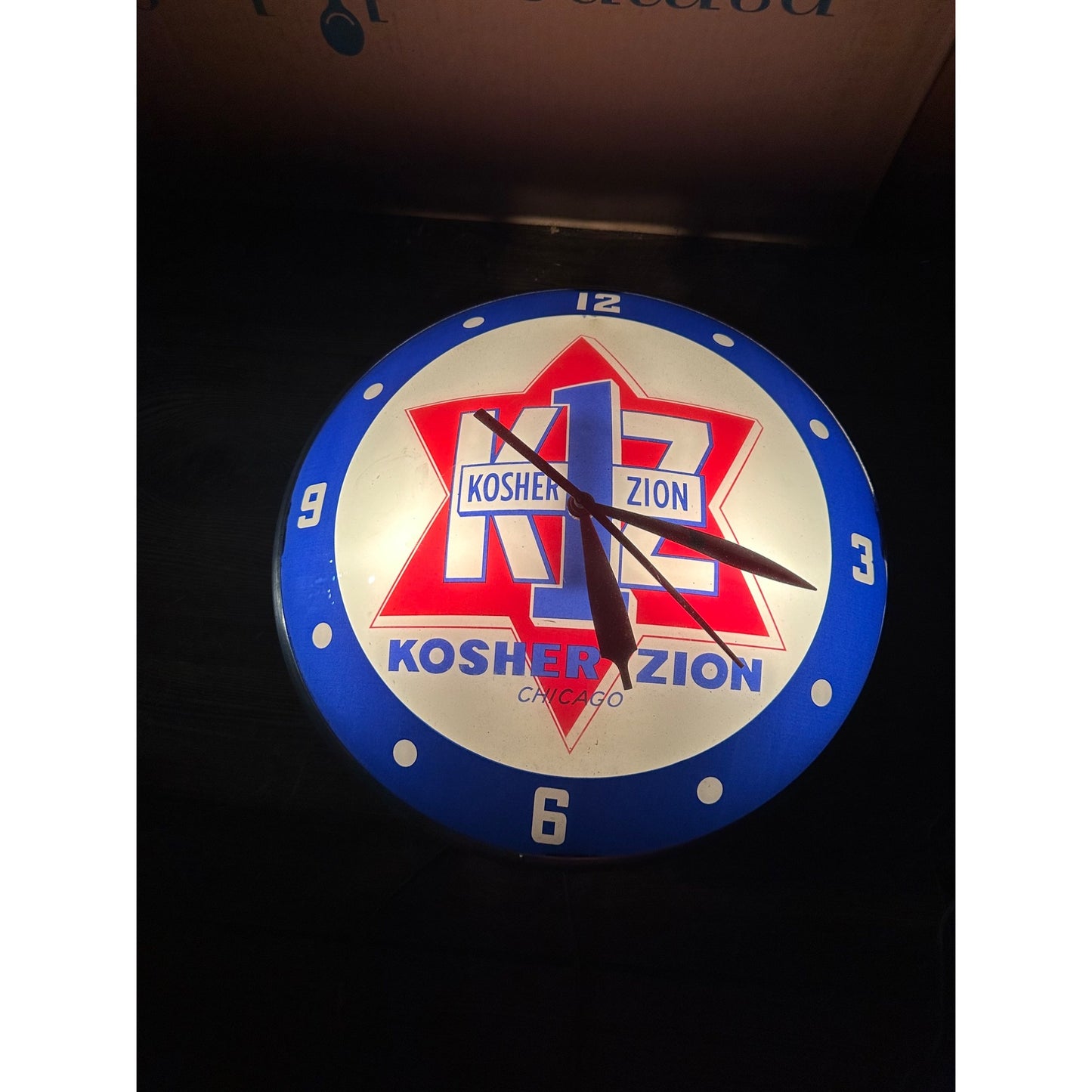 RARE Vintage 1950s Kosher Zion Meat Products Lighted Advertising Wall Clock