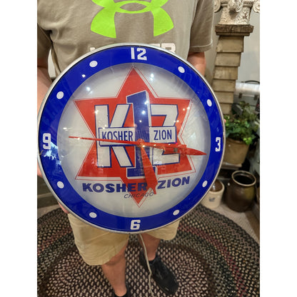 RARE Vintage 1950s Kosher Zion Meat Products Lighted Advertising Wall Clock