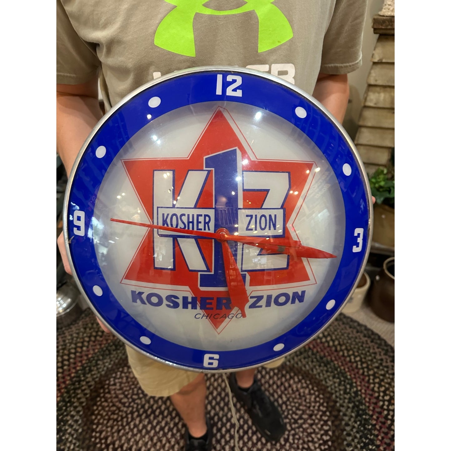 RARE Vintage 1950s Kosher Zion Meat Products Lighted Advertising Wall Clock