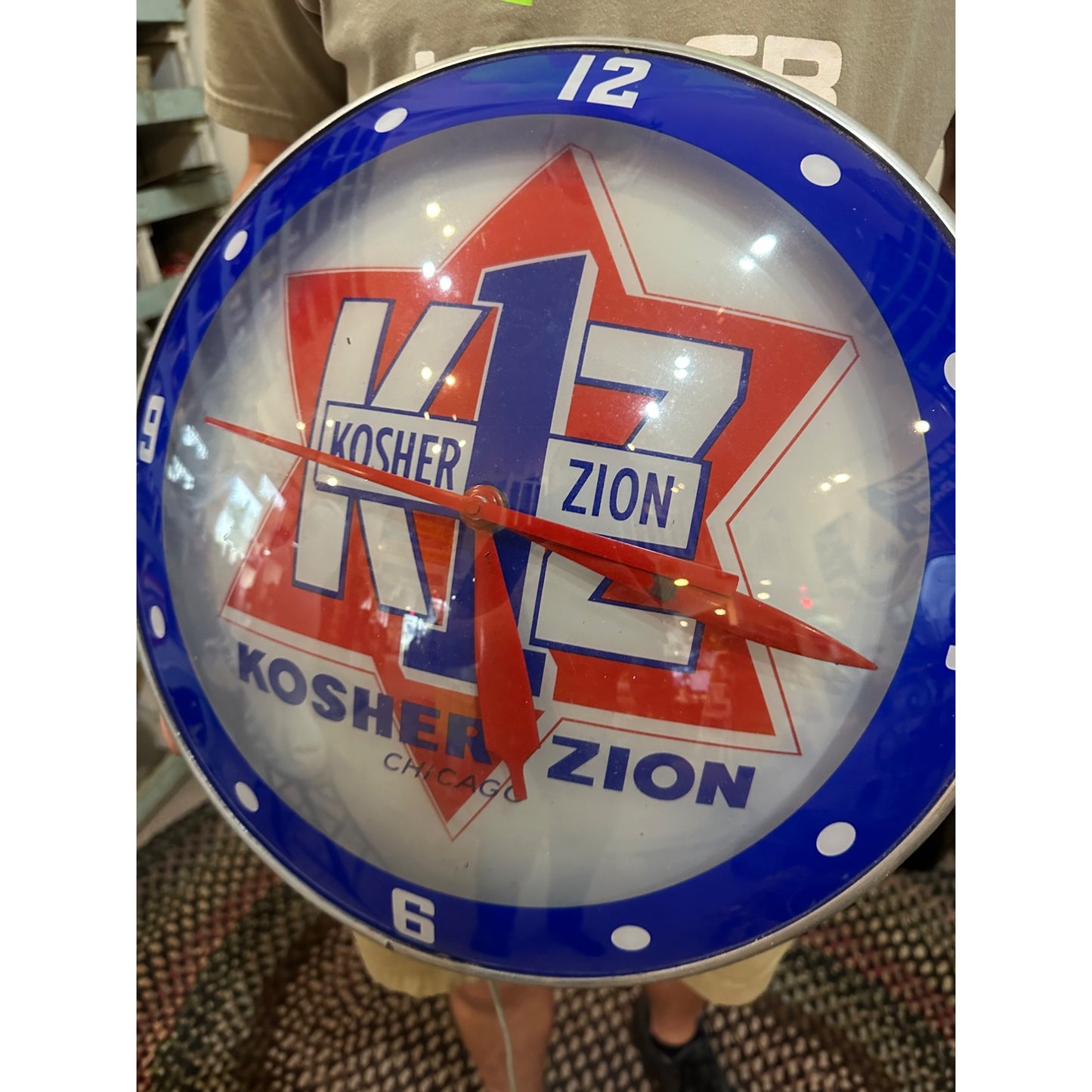 RARE Vintage 1950s Kosher Zion Meat Products Lighted Advertising Wall Clock