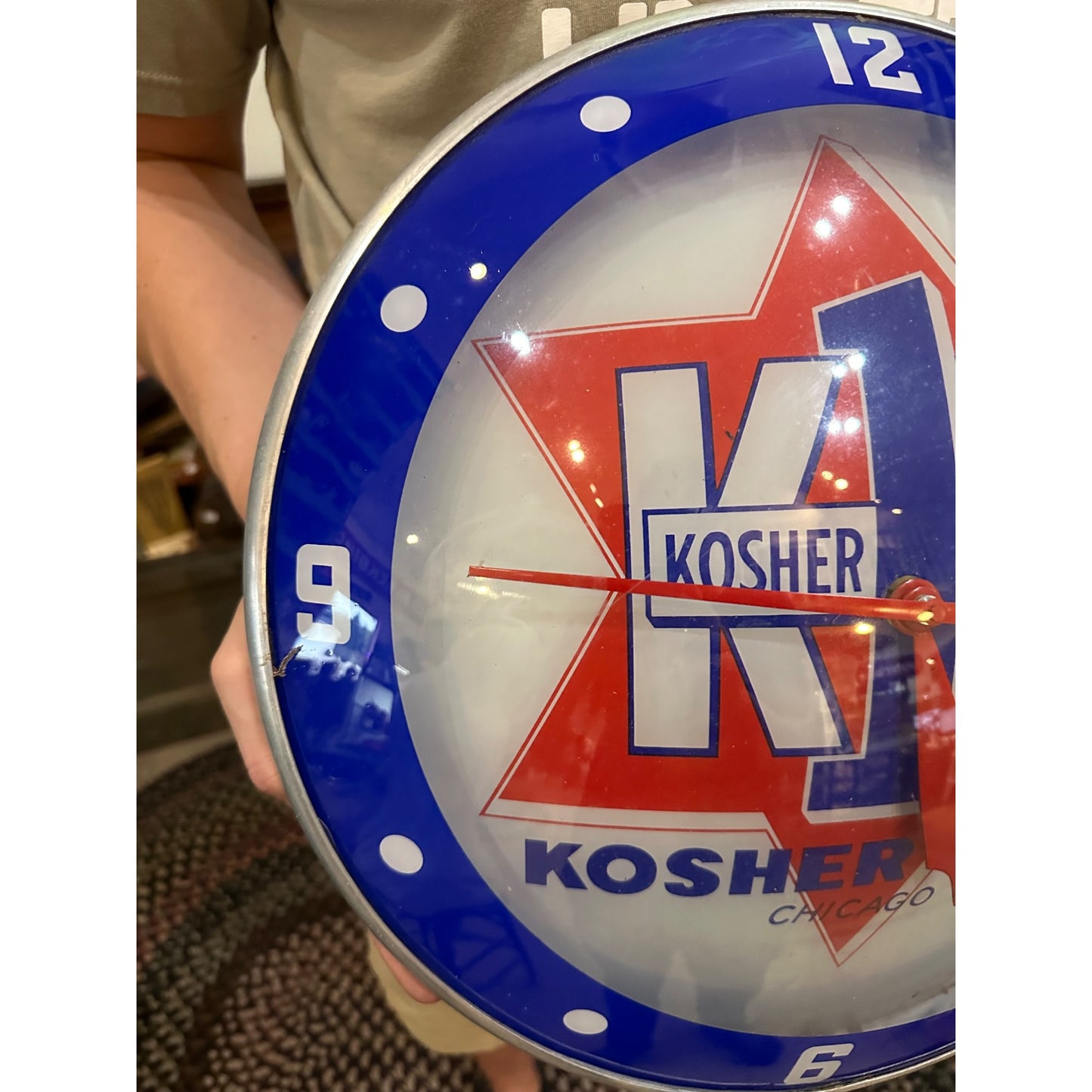 RARE Vintage 1950s Kosher Zion Meat Products Lighted Advertising Wall Clock