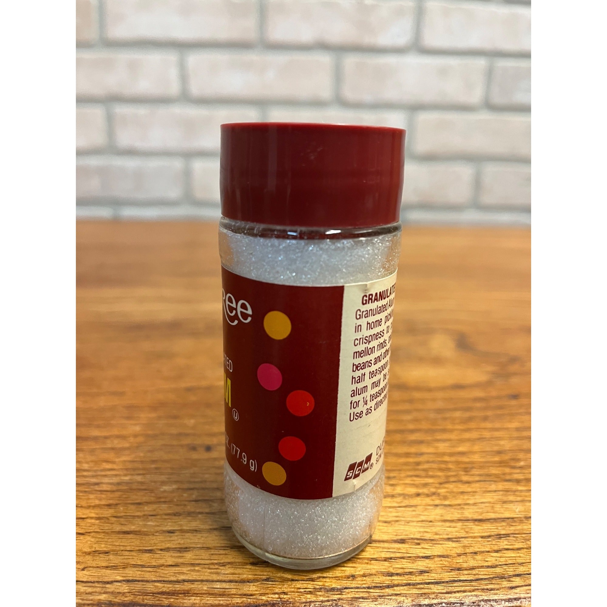 Retro Vintage 1970s Durkee Granulated Alum Glass Spice Jar FULL