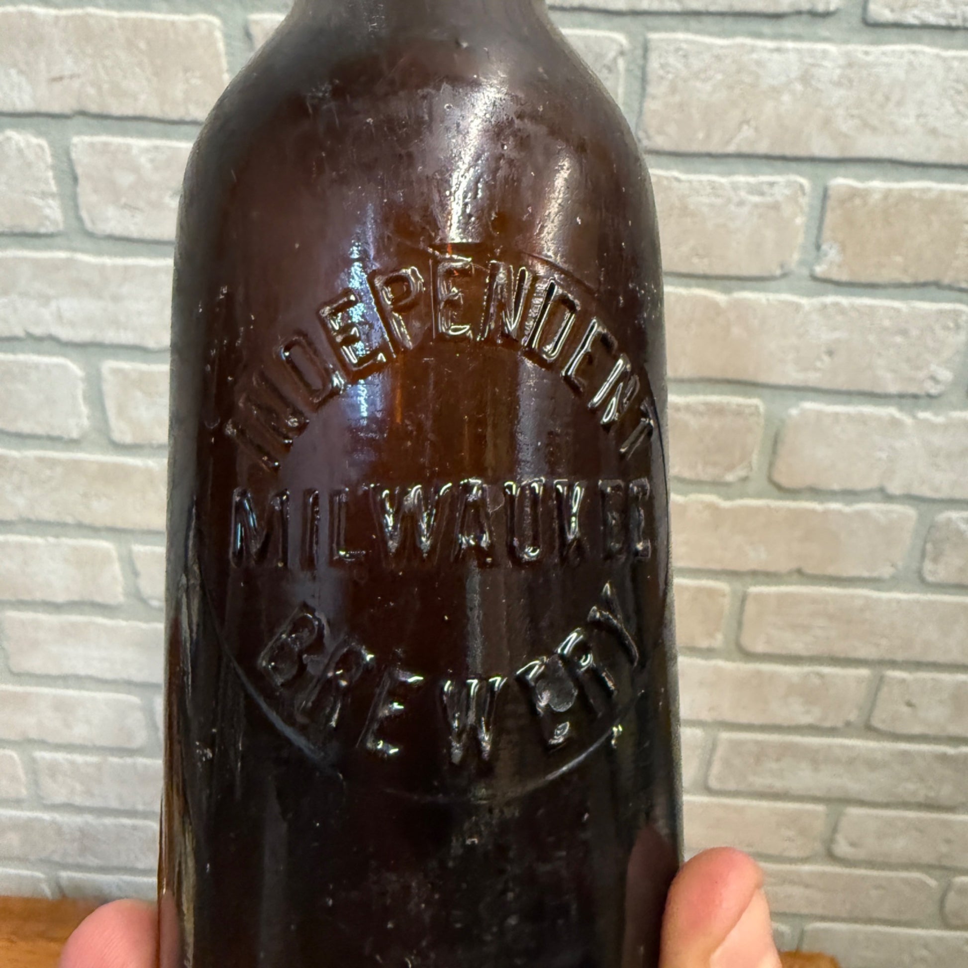 Independent Milwaukee Brewery Embossed Wisconsin Beer Bottle Amber WF&S