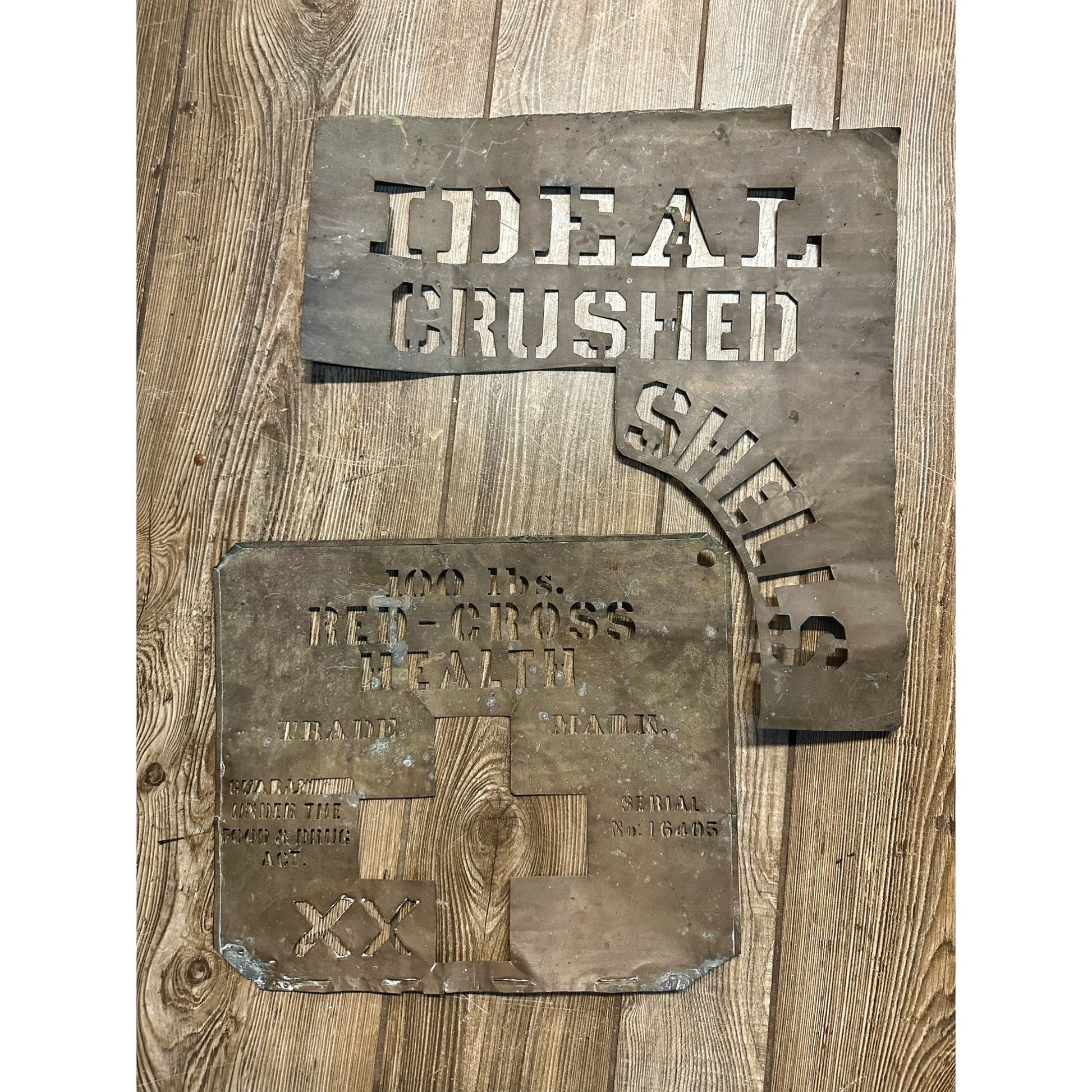 Original WWI Era Red Cross Health Copper Stencil for Wood Crates / Bags