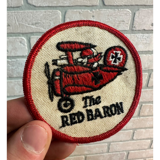 Vintage The Red Baron WWII Ariplane Embroidered 3" Round Patch