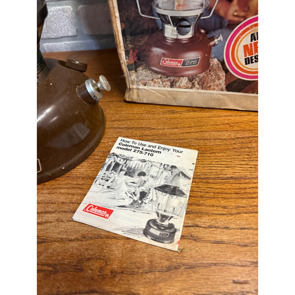 Vintage Coleman 275-710 Brown Double Mantle Lantern Original Box Paperwork USA