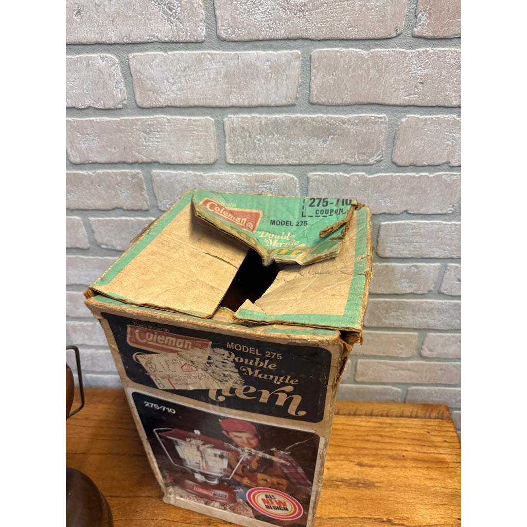 Vintage Coleman 275-710 Brown Double Mantle Lantern Original Box Paperwork USA