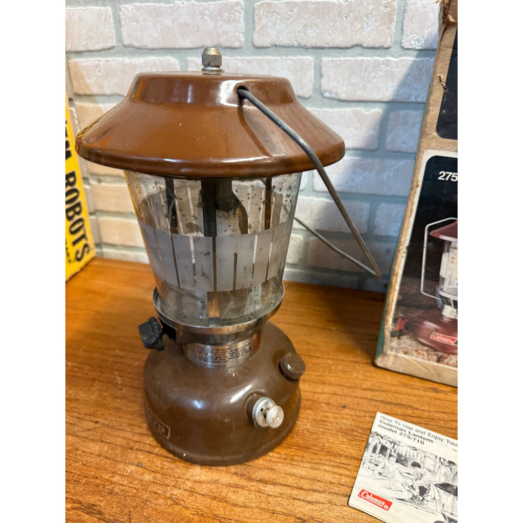 Vintage Coleman 275-710 Brown Double Mantle Lantern Original Box Paperwork USA