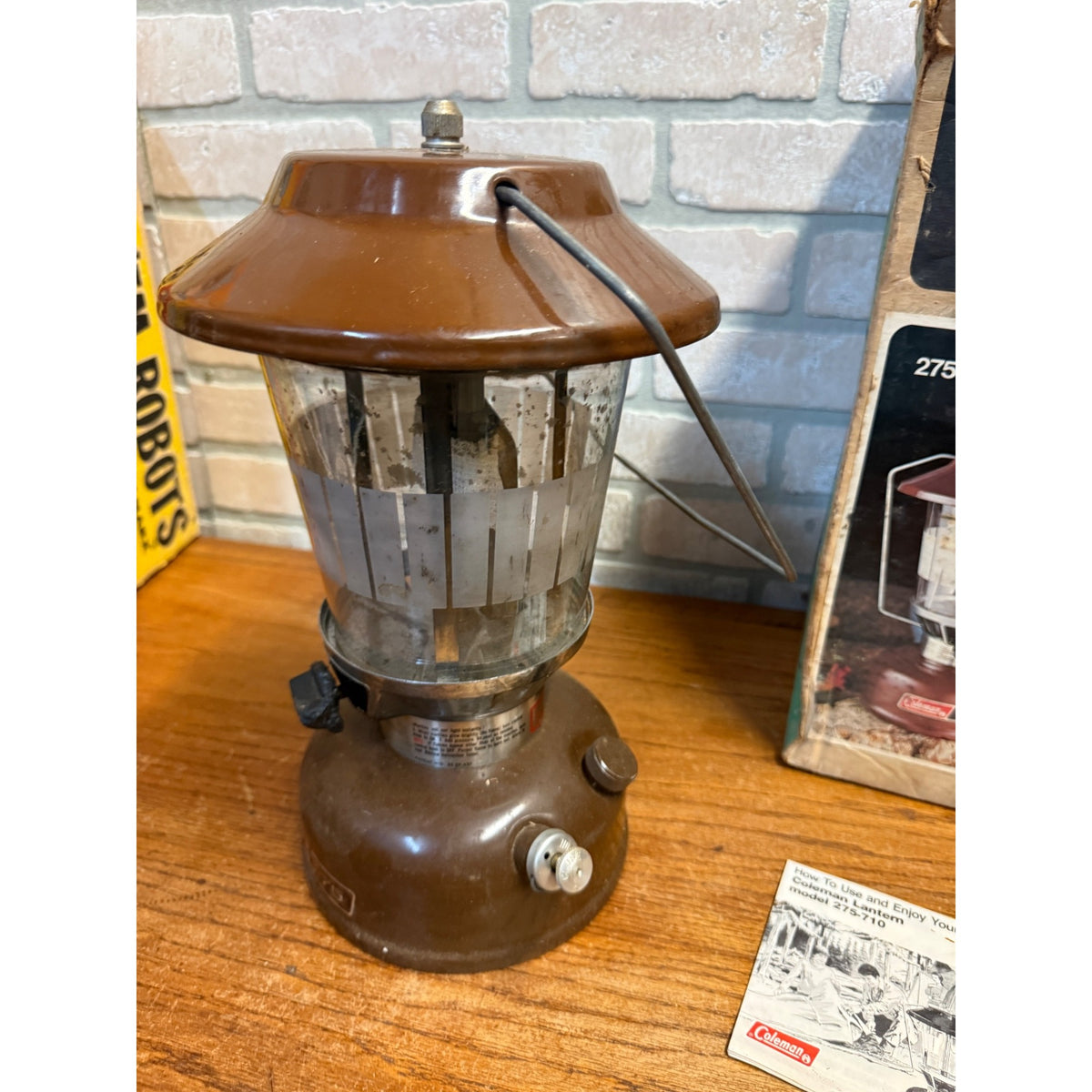Vintage Coleman 275-710 Brown Double Mantle Lantern Original Box Paperwork USA