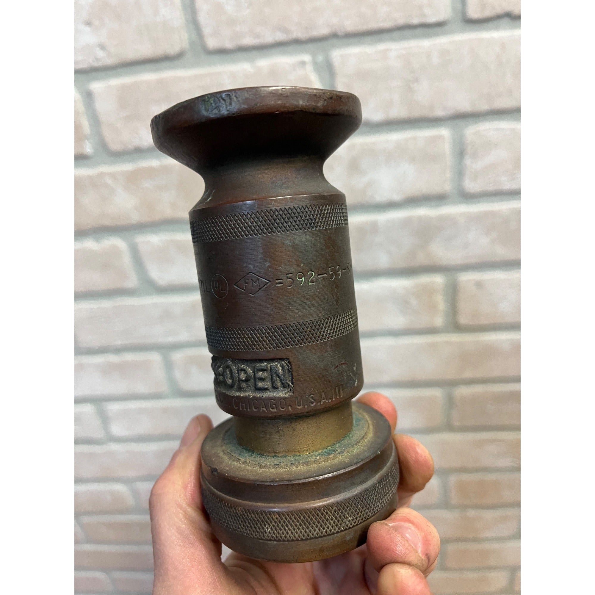 Antique Vintage W.D. Allen Solid Brass Short Hose 4.5" Nozzle Spray Nozzle 7171L