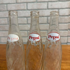 (3) 1960s 10oz Pepsi Cola Pepsi Twist Soda Bottles ACL Soda Pop