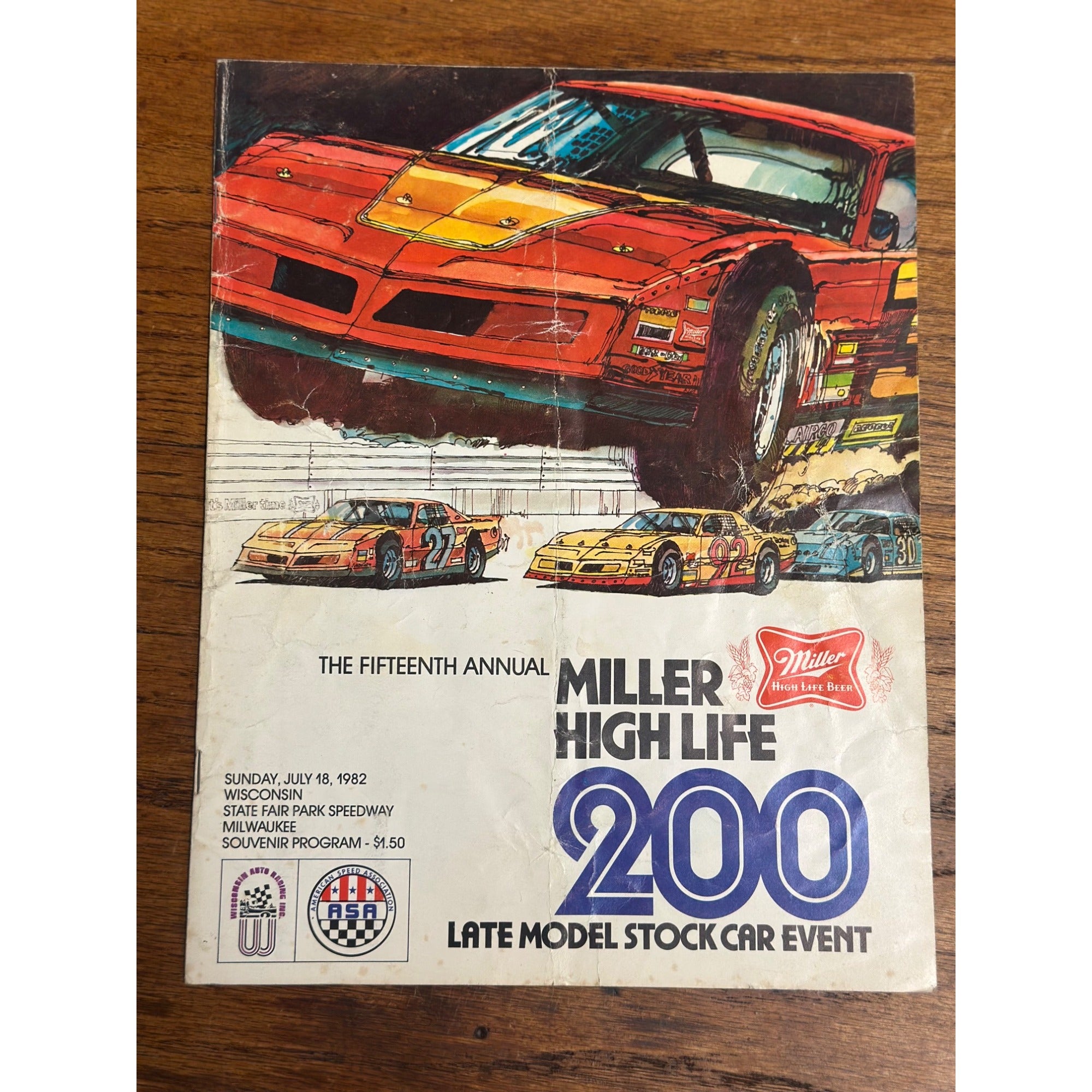 1982 Miller High Life 200 Stock Car Race Souvenir Program Milwaukee Wisconsin