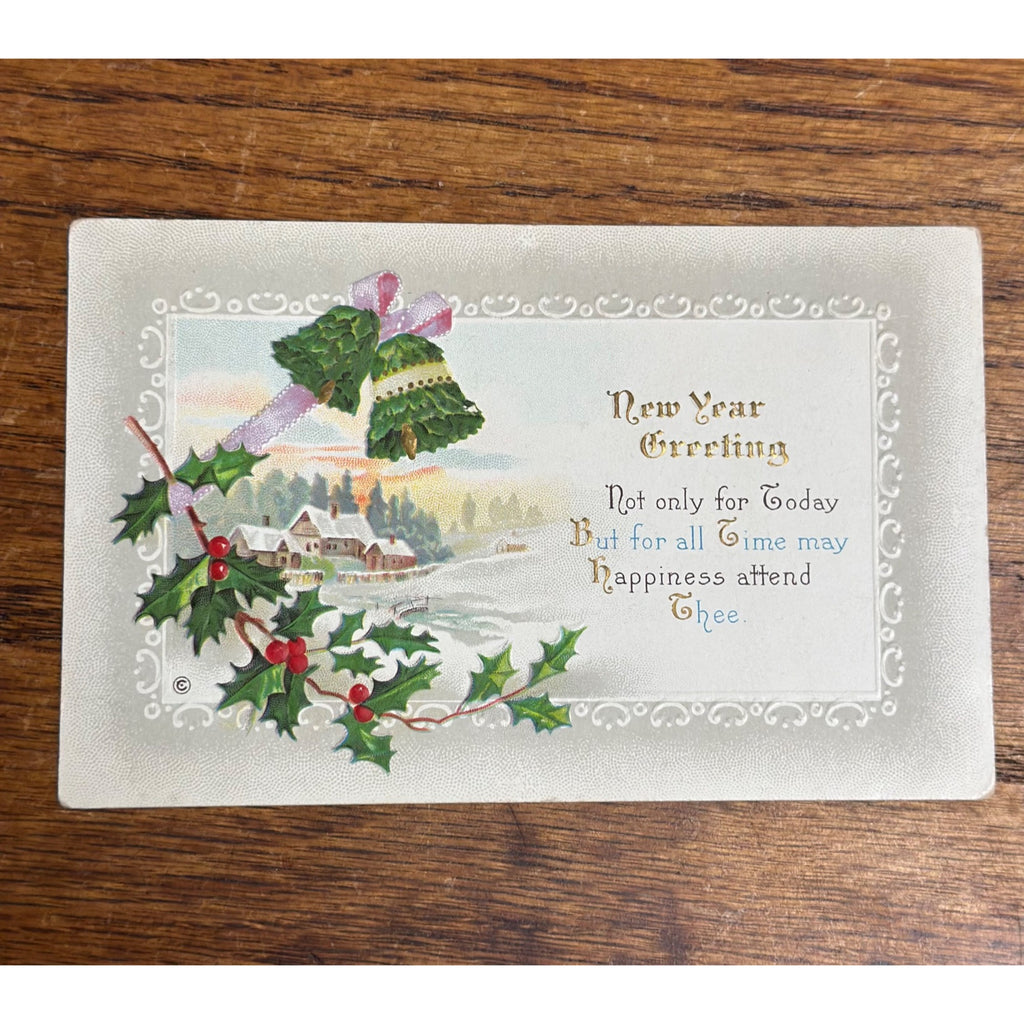 Vintage 1914 Christmas Postcard w/ Christmas Seal Tied American Red Cross