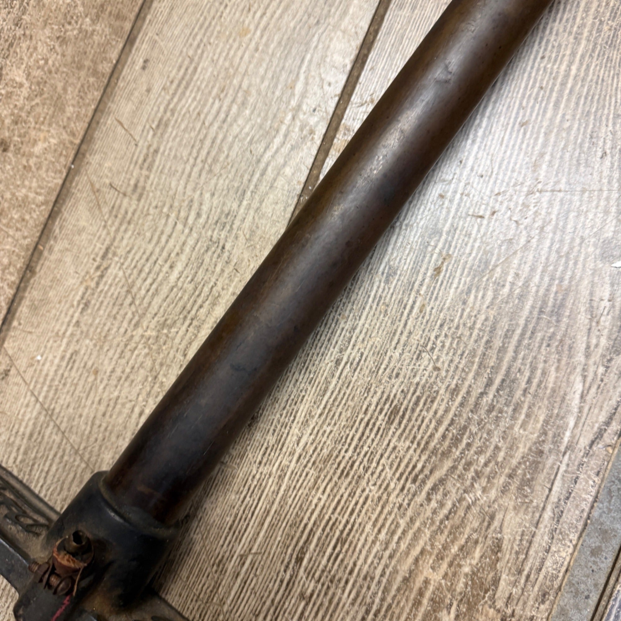 Vintage Brass Tube Ford Motor Company Tire Pump With Wooden Handle No Hose Automobile Accessory